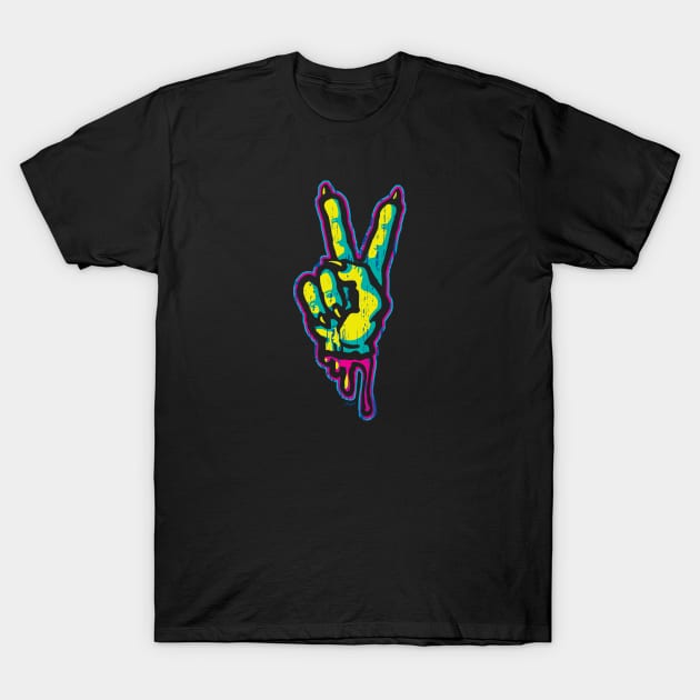 Zombie Monster Creature Peace Sign T-Shirt by Mudge